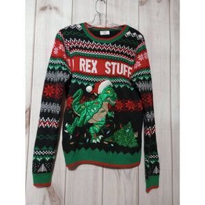 Christmas Sweater Men's Small Dinosaur Holiday Time‎